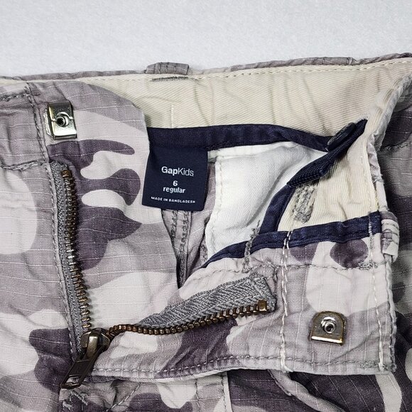 GAP Boys Cargo Camo Ranger Shorts Size 6 Adjustable Waist Gray Cotton Pockets - Picture 2 of 9